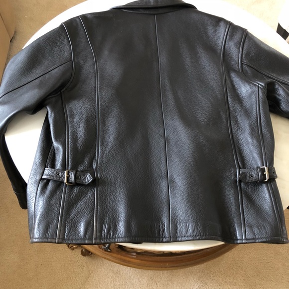 Brown Leather Bomber Jacket - Picture 6 of 8